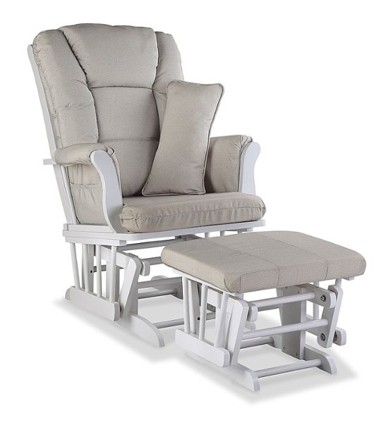 Storkcraft Tuscany Glider and Ottoman White Taupe Swirl 06554