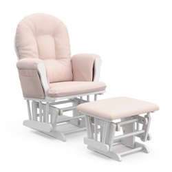 Storkcraft - Hoop Glider and Ottoman - White/Pink - Front_Zoom