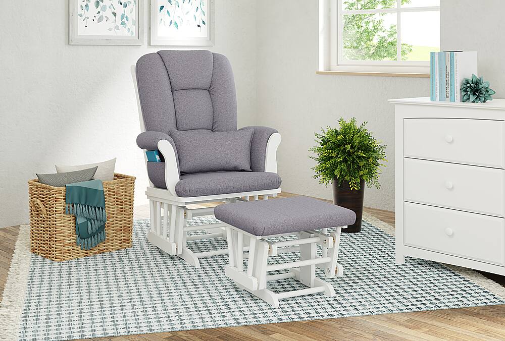 Best Buy Storkcraft Tuscany Glider and Ottoman White/Gray Swirl 06554551
