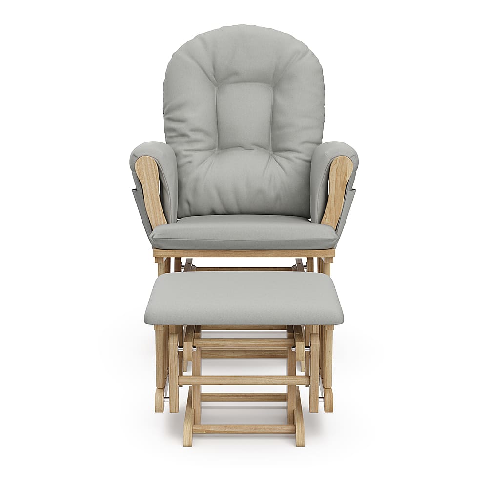 Left View: Storkcraft - Hoop Glider and Ottoman - Natural/Light Gray