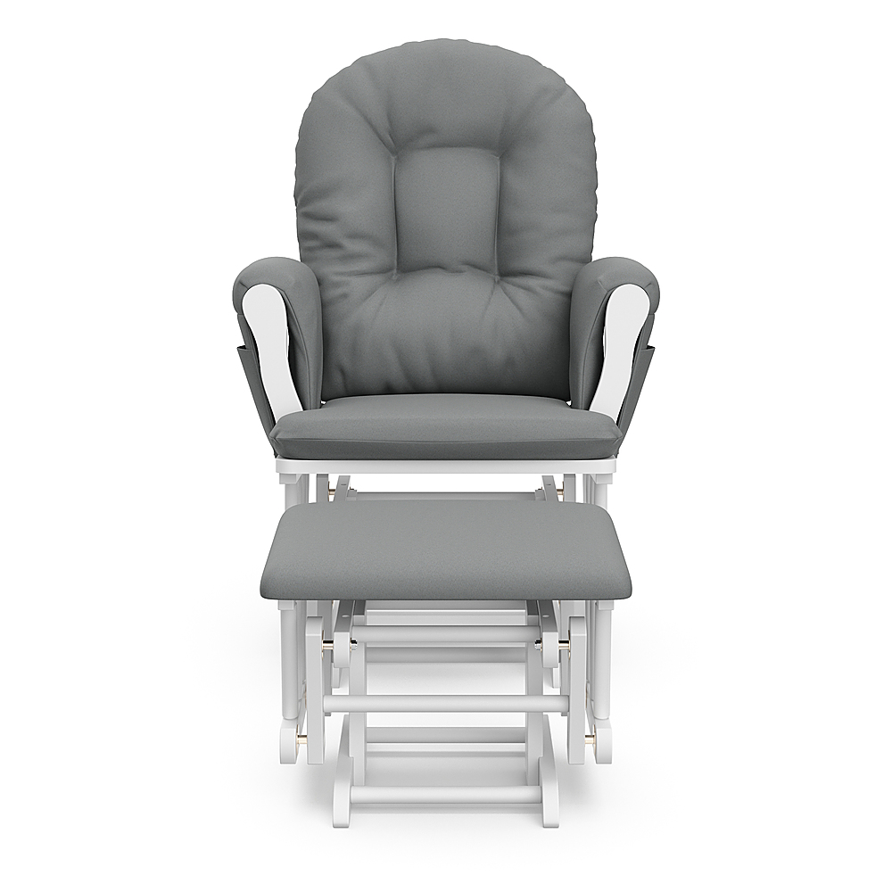 Left View: Storkcraft - Hoop Glider and Ottoman - White/Gray