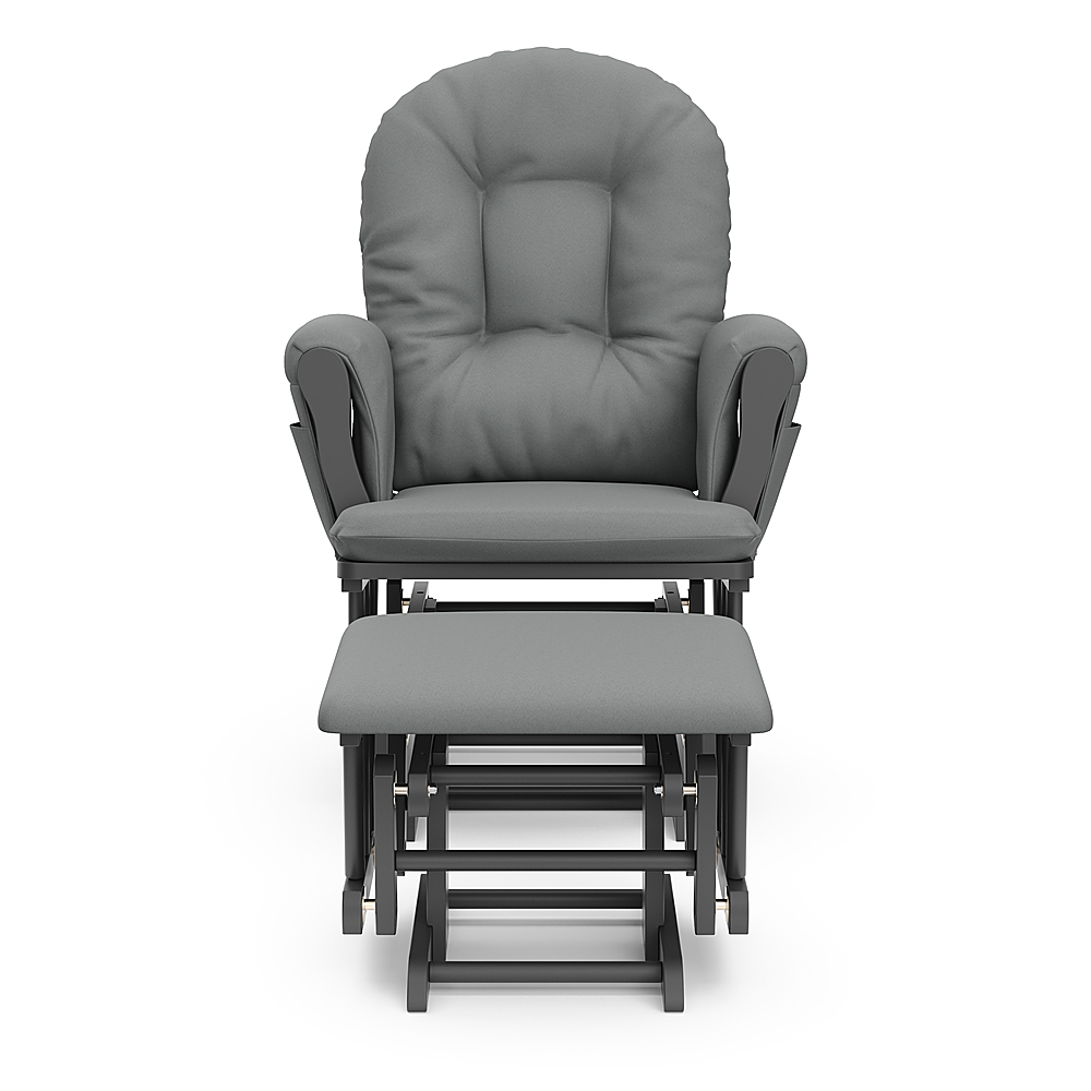 Left View: Storkcraft - Hoop Glider and Ottoman - Gray/Gray