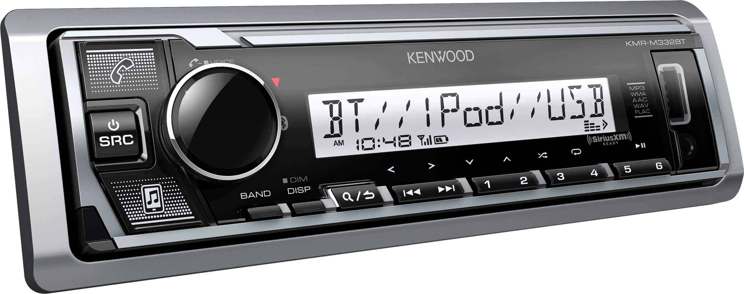 Angle. Kenwood - Bluetooth Digital Media (DM) Marine Receiver with Satellite Radio-Ready - Silver.