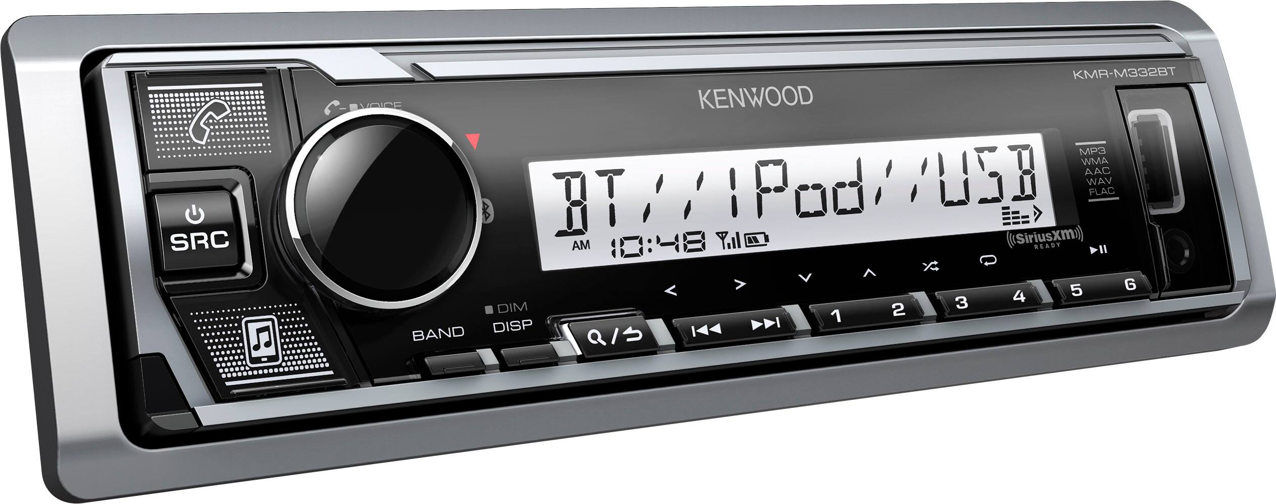 Angle. Kenwood - Bluetooth Digital Media (DM) Marine Receiver with Satellite Radio-Ready - Silver.
