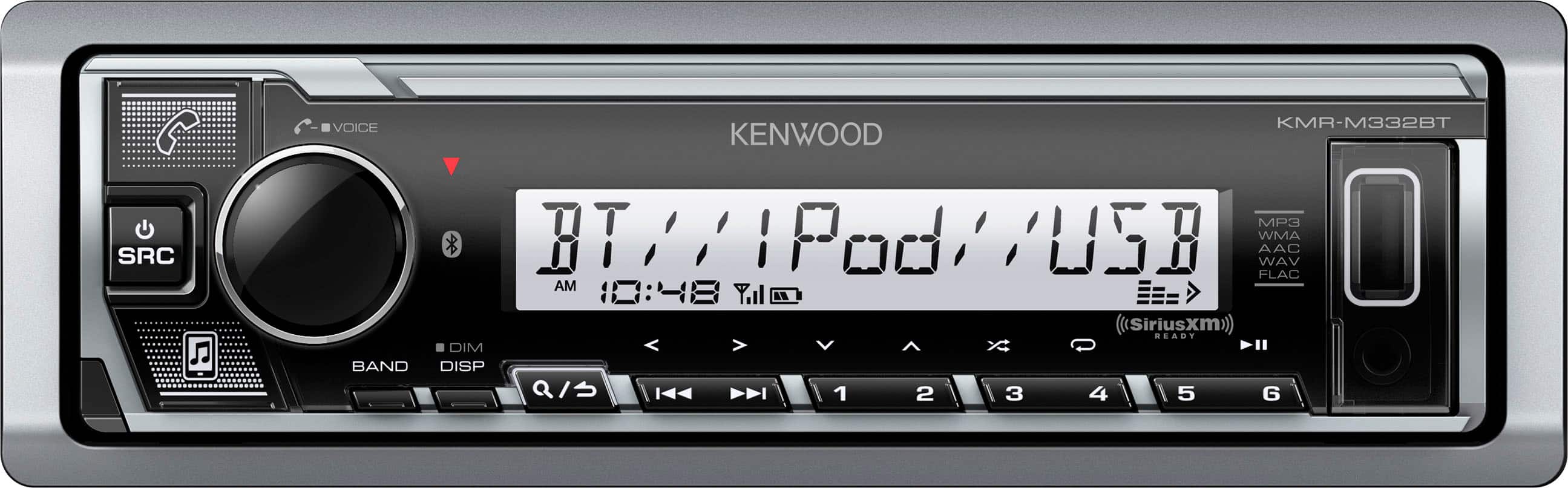 Front. Kenwood - Bluetooth Digital Media (DM) Marine Receiver with Satellite Radio-Ready - Silver.