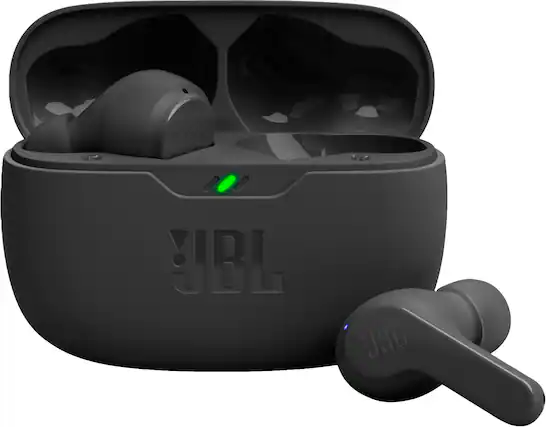 Front. JBL - Vibe Beam True Wireless Earbuds - Black.