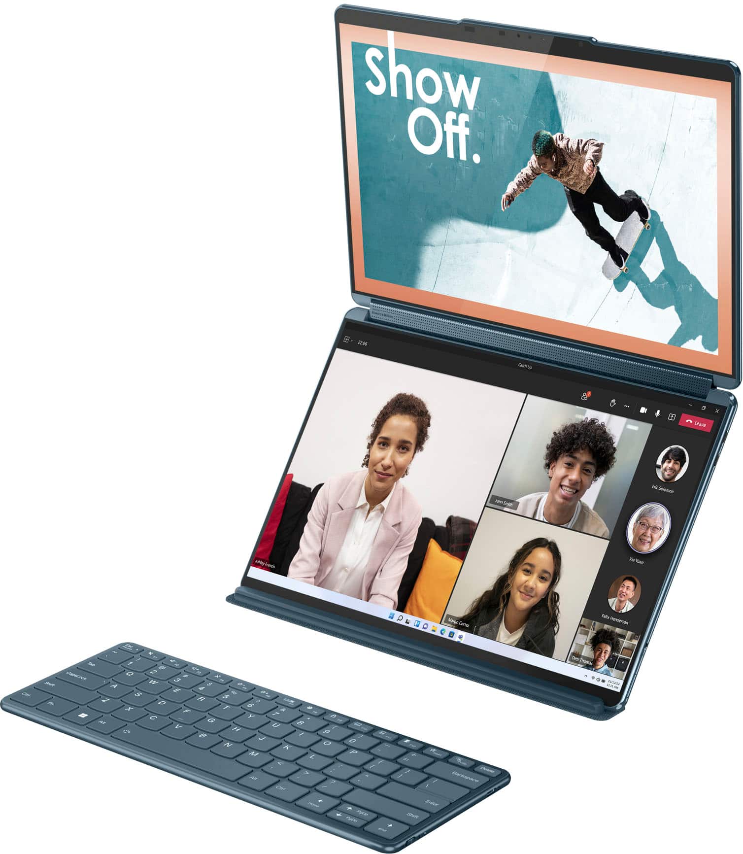 Alt View 1. Lenovo - Yoga Book 9i 2-in-1 13.3" 2.8K Dual Screen OLED Touchscreen Laptop - Intel Core i7-1355U with 16GB Memory - 512GB SSD - Tidal Teal.