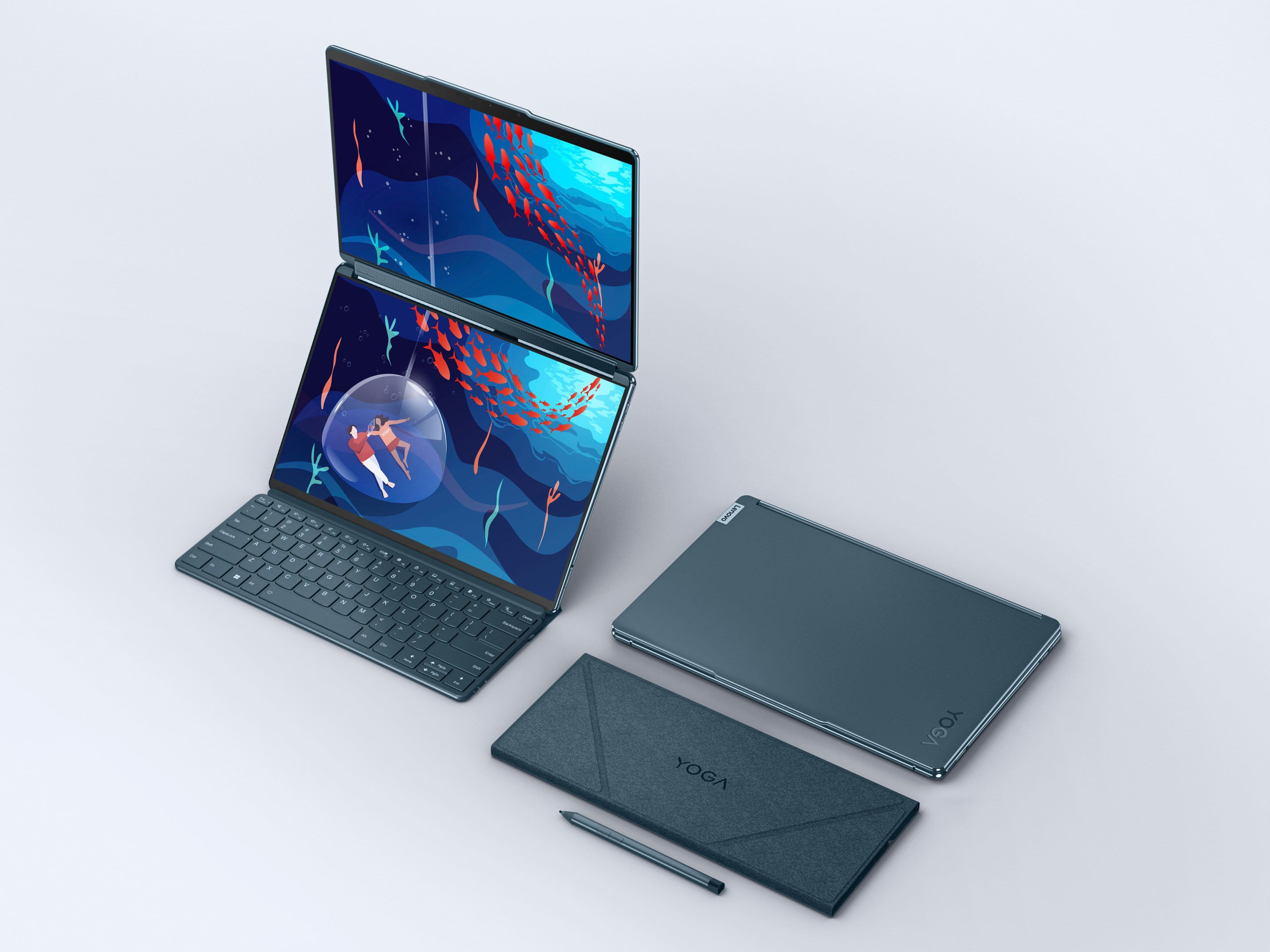 Alt View 7. Lenovo - Yoga Book 9i 2-in-1 13.3" 2.8K Dual Screen OLED Touchscreen Laptop - Intel Core i7-1355U with 16GB Memory - 512GB SSD - Tidal Teal.