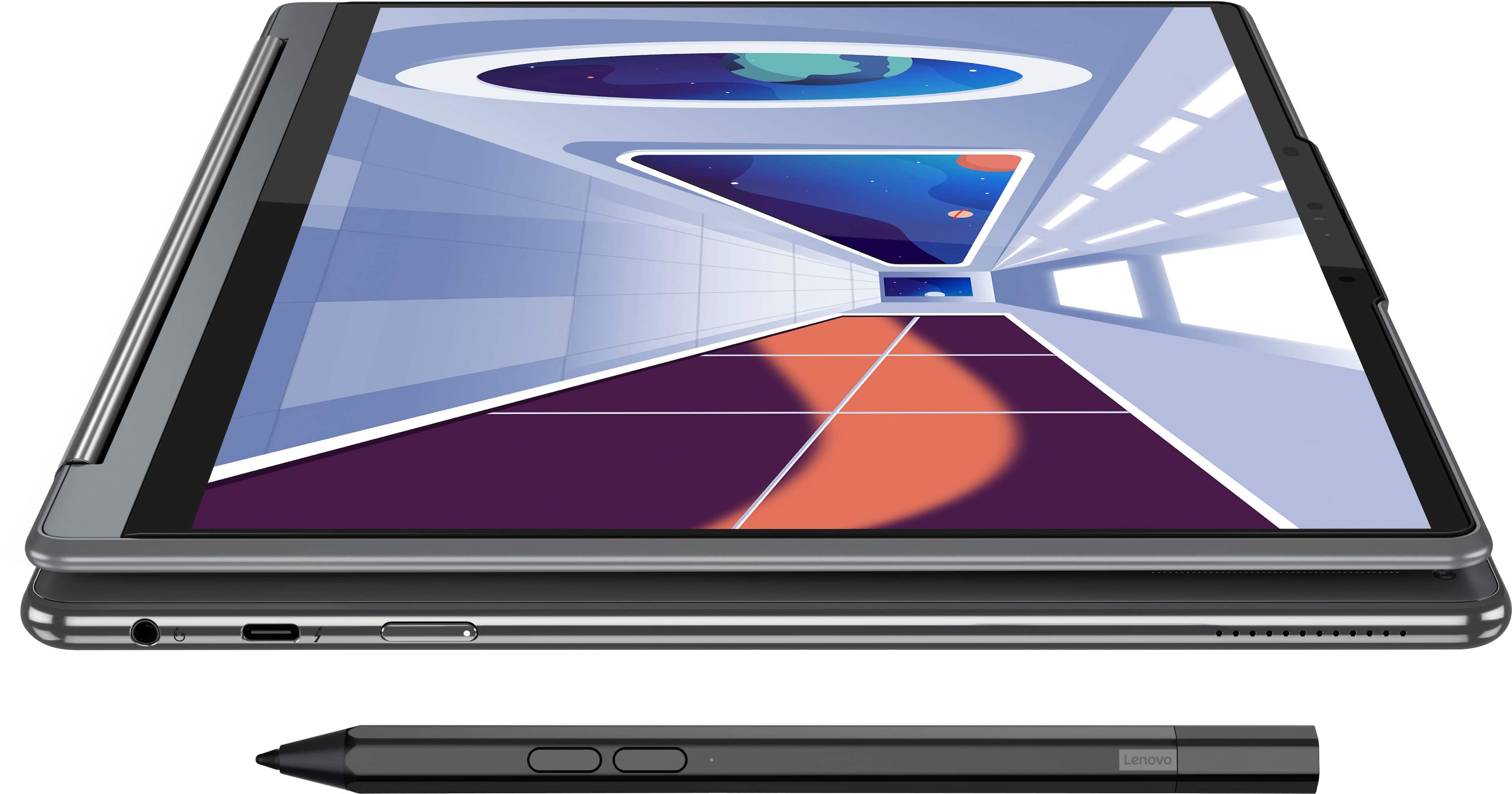 Alt View 4. Lenovo - Yoga 9i 2-in-1 14" 4K OLED Touchscreen Laptop with Pen - Intel Evo Platform - Core i7-1360P with 16GB Memory - 1TB SSD - Storm Grey.