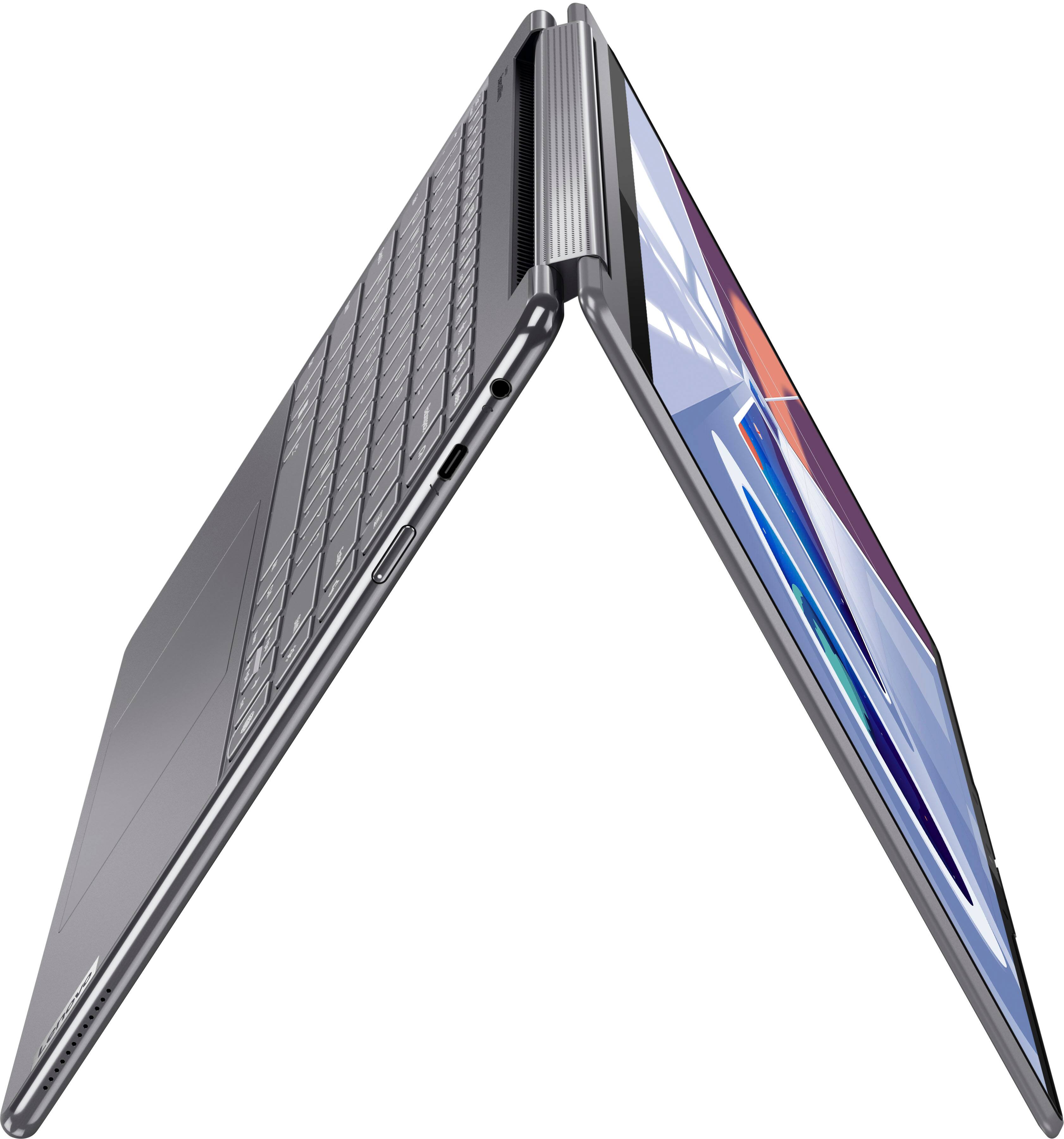 Alt View 7. Lenovo - Yoga 9i 2-in-1 14" 4K OLED Touchscreen Laptop with Pen - Intel Evo Platform - Core i7-1360P with 16GB Memory - 1TB SSD - Storm Grey.