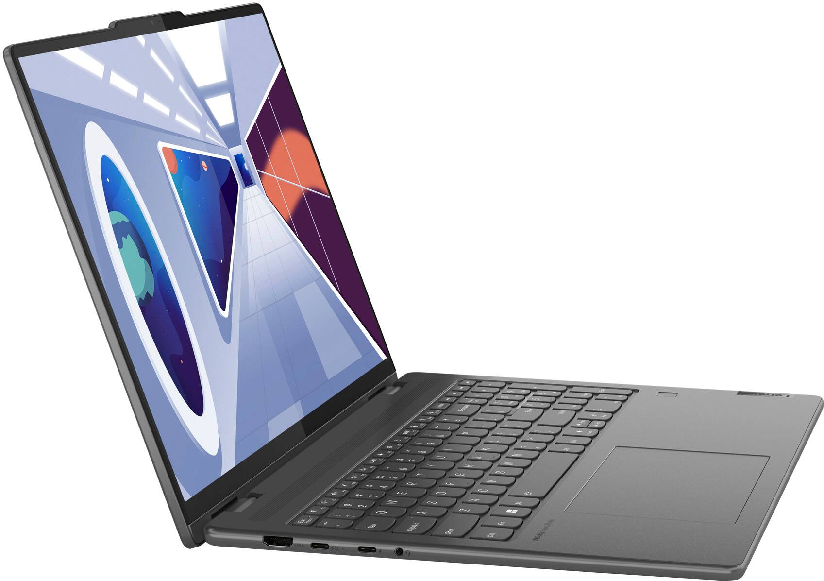 Angle. Lenovo - Yoga 7i 16" WUXGA 2 in 1 Touch-Screen Laptop - Intel Core i7-1355U - 16GB Memory - 512GB SSD - Storm Grey.