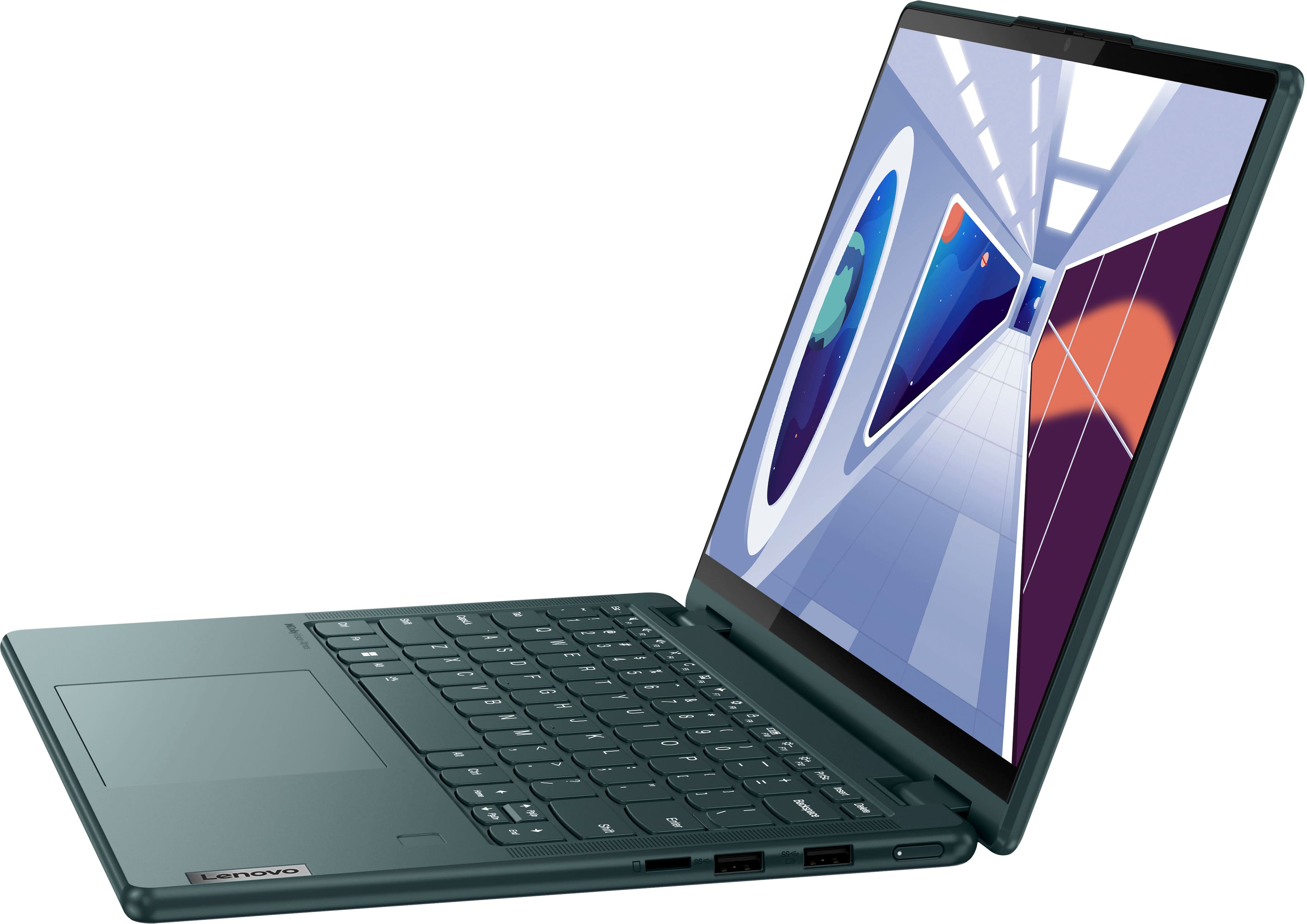 Left. Lenovo - Yoga 6 2-in-1 13.3" WUXGA (1920 x 1200) Touch Laptop -Ryzen 7 7730U with 16GB Memory - 512GB SSD - Dark Teal.
