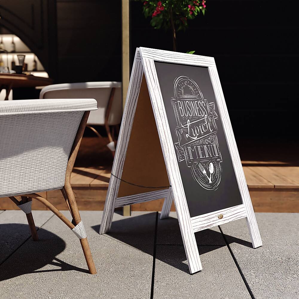 Alt View 15. Alamont Home - Canterbury 20"W x 2-26"D x 40"H Magnetic A-Frame Chalkboard - White Wash.