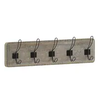 Alamont Home - Daly 24"W x 3.1"D x 6.5"H Coat Rack - Weathered Brown Wood - Alt_View_Zoom_11