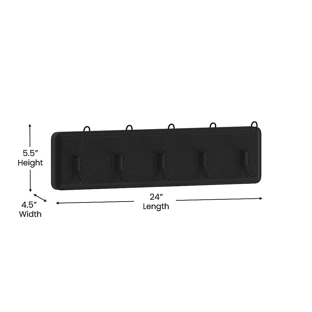 Alt View 13. Alamont Home - Daly 24"W x 3.1"D x 6.5"H Coat Rack - Black.
