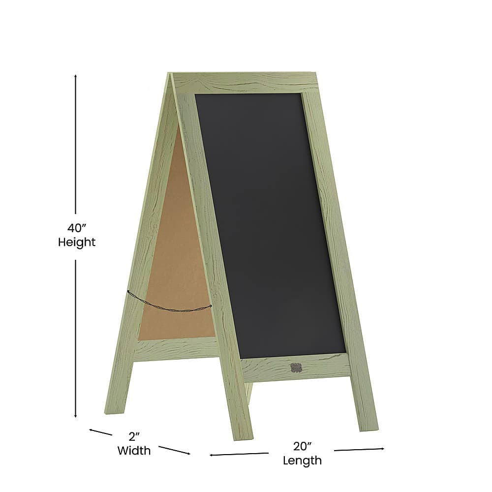 Alt View 14. Alamont Home - Canterbury 20"W x 2-26"D x 40"H Magnetic A-Frame Chalkboard - Rustic Green.