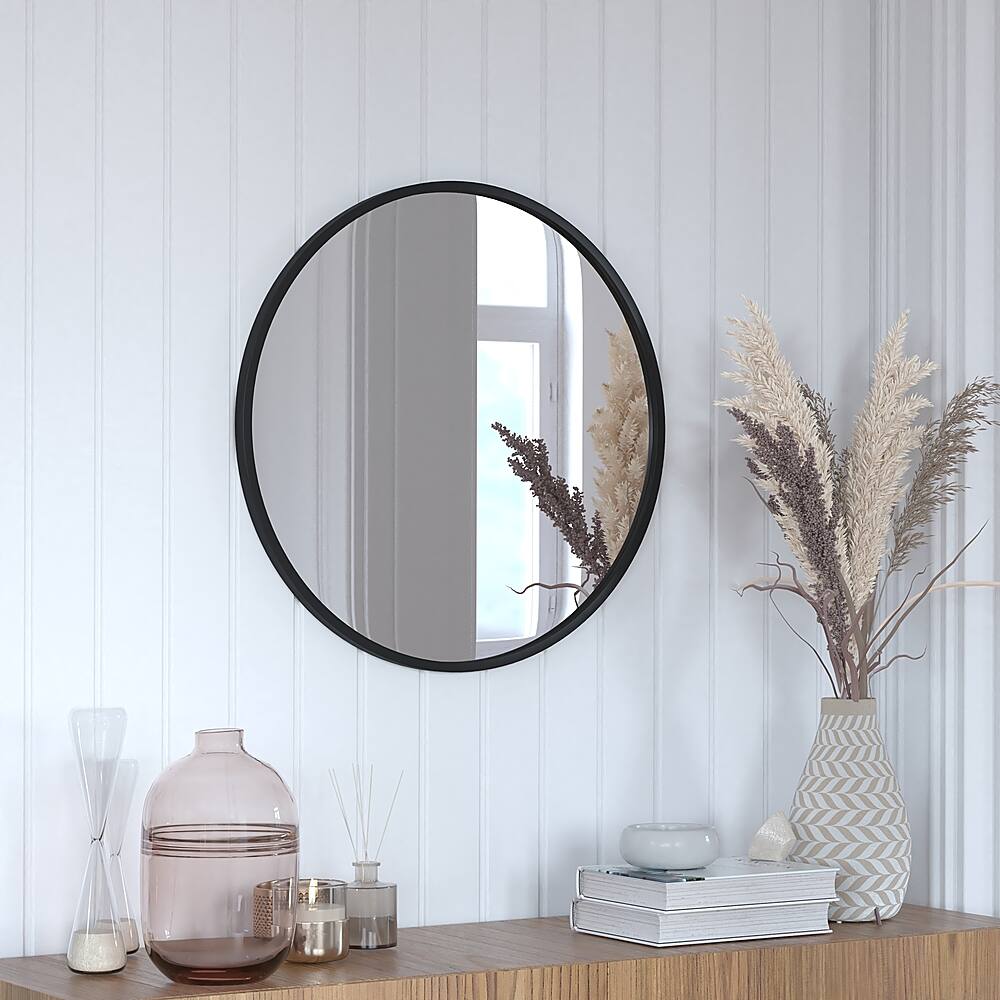 Alt View 13. Alamont Home - Julianne 24" Round Wall Mounted Mirror - Black.