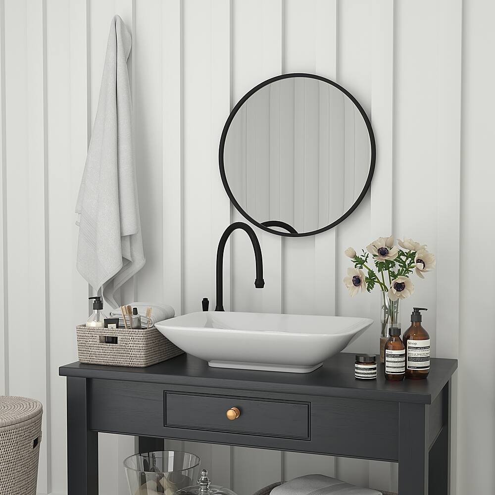 Alt View 15. Alamont Home - Julianne 24" Round Wall Mounted Mirror - Black.