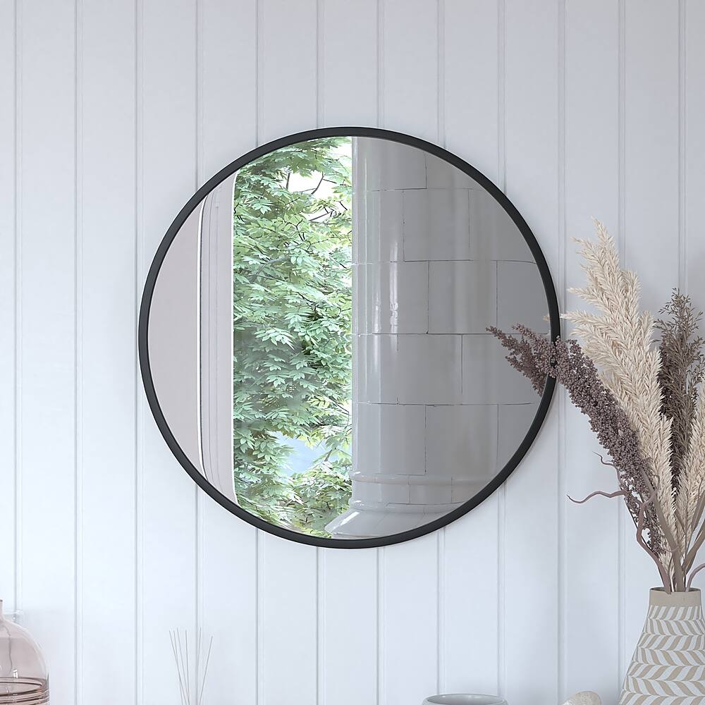 Alt View 16. Alamont Home - Julianne 24" Round Wall Mounted Mirror - Black.