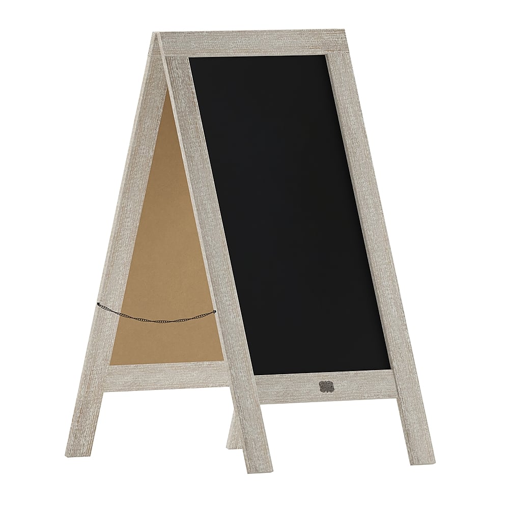 Front. Alamont Home - Canterbury 20"W x 2-26"D x 40"H Magnetic A-Frame Chalkboard - Weathered Brown.