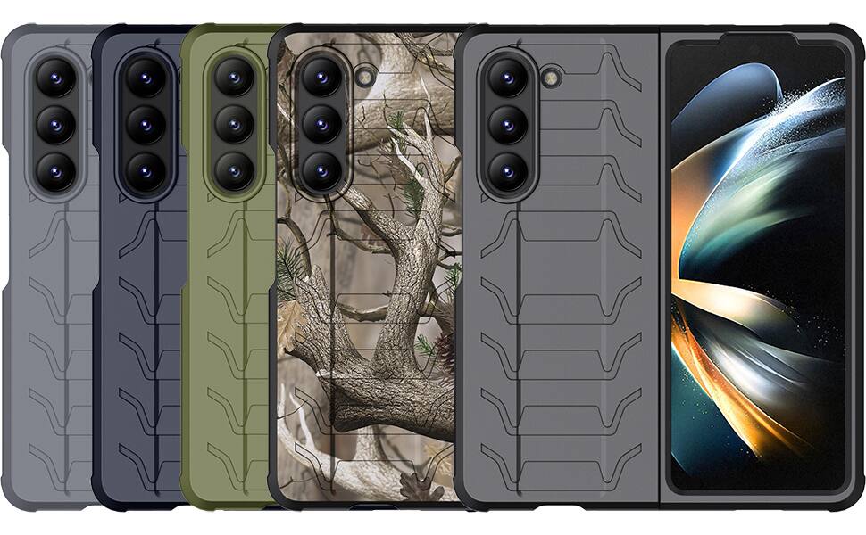 Alt View 7. Nakedcellphone - Case for Samsung Galaxy Z Fold 5 - Special Ops Rugged Tactical Cover - Olive Green.