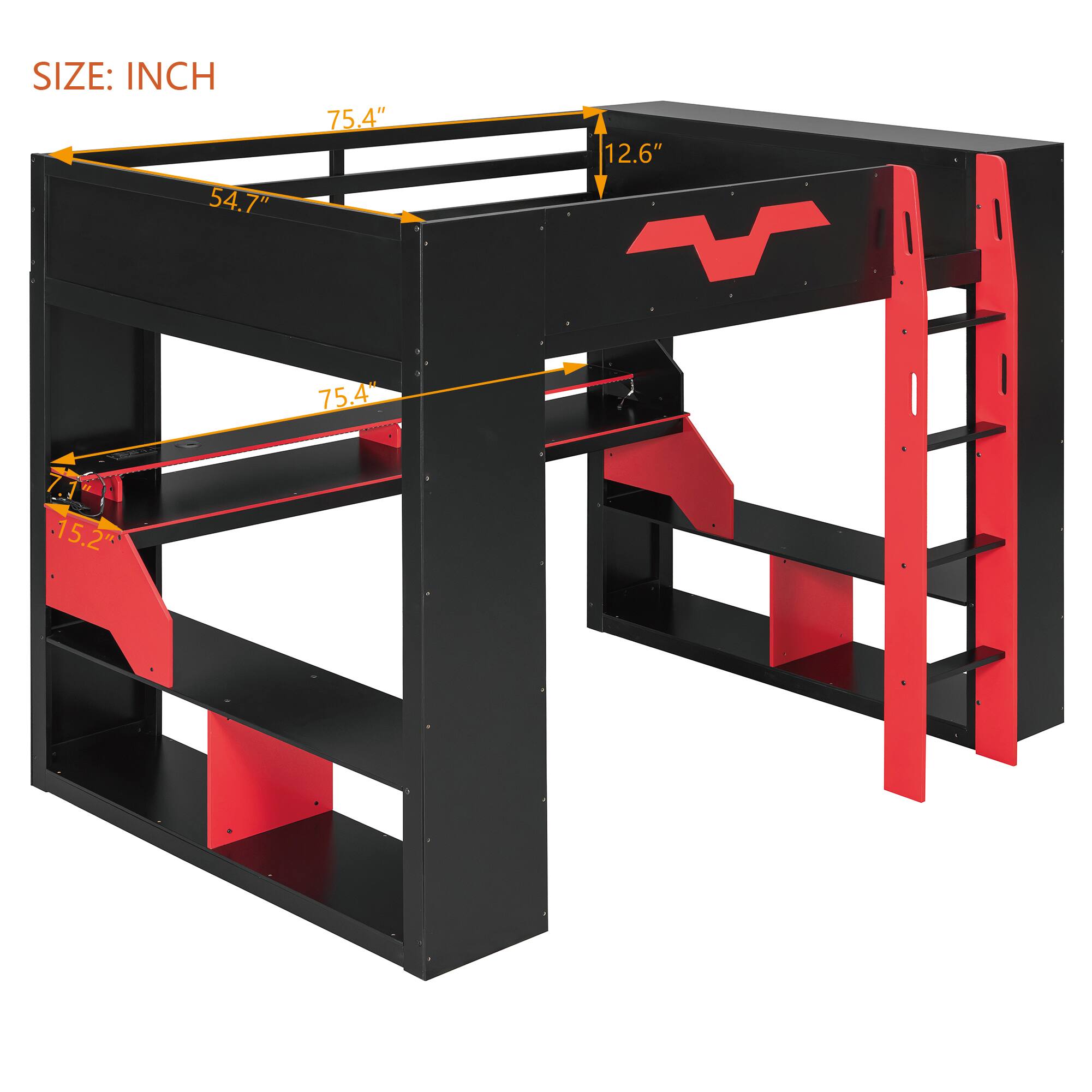 SIZE: INCH  
54.7" x 75.4" x 12.6" x 75.4" - 15.2"