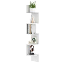Kadyn - 5-Tier Corner Shelf - Wall-Mounted Floating Bookshelf, Storage Organizer - White
