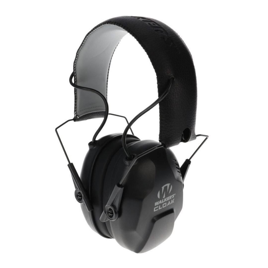 Front. Walker’s - CLOAK DUAL MIC ELECTRONIC MUFF - Black.