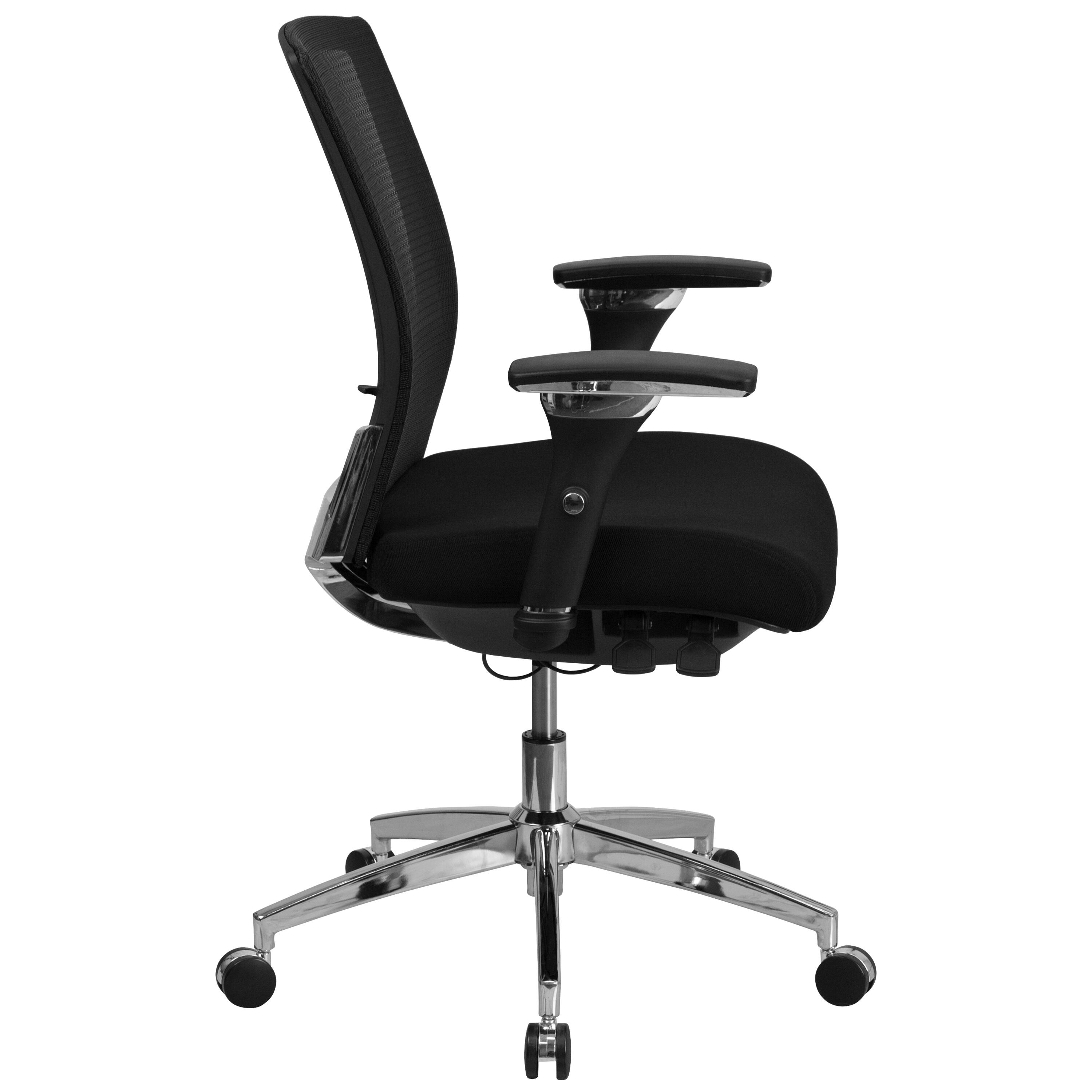 Alt View 3. Emma + Oliver - 24/7 300 lb. Rated Seat Slider Ergonomic Office Chair with Adjustable Lumbar - Black Mesh & Fabric.