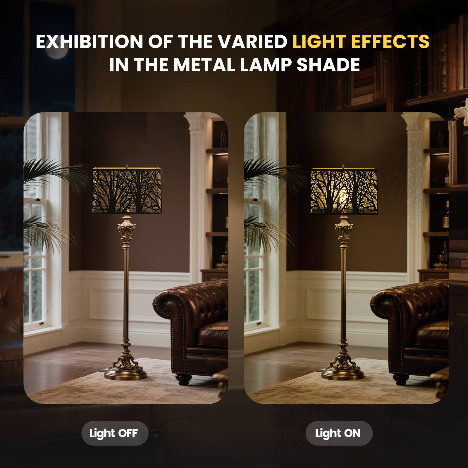 EXHIBITION OF THE VARIED LIGHT EFFECTS IN THE METAL LAMP SHADE

Light OFF
Light ON