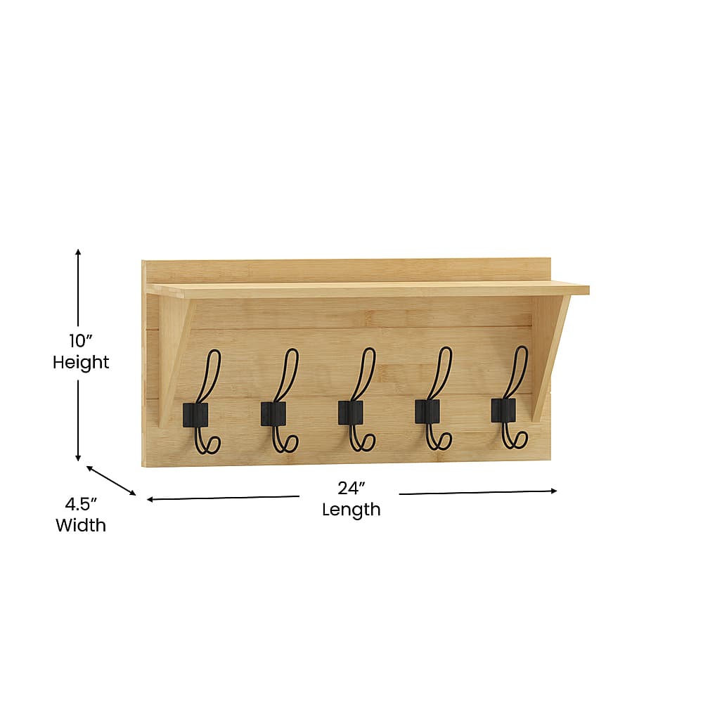 Alt View 14. Alamont Home - Daly 24"W x 4.33"D x 10"H Coat Rack - Bamboo.