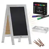 Alamont Home - Canterbury 20"W x 2-26"D x 40"H Magnetic A-Frame Chalkboard - White Wash - Front_Zoom