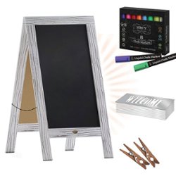 Flash Furniture - Canterbury 20"W x 2-26"D x 40"H Magnetic A-Frame Chalkboard - White Wash - Front_Zoom