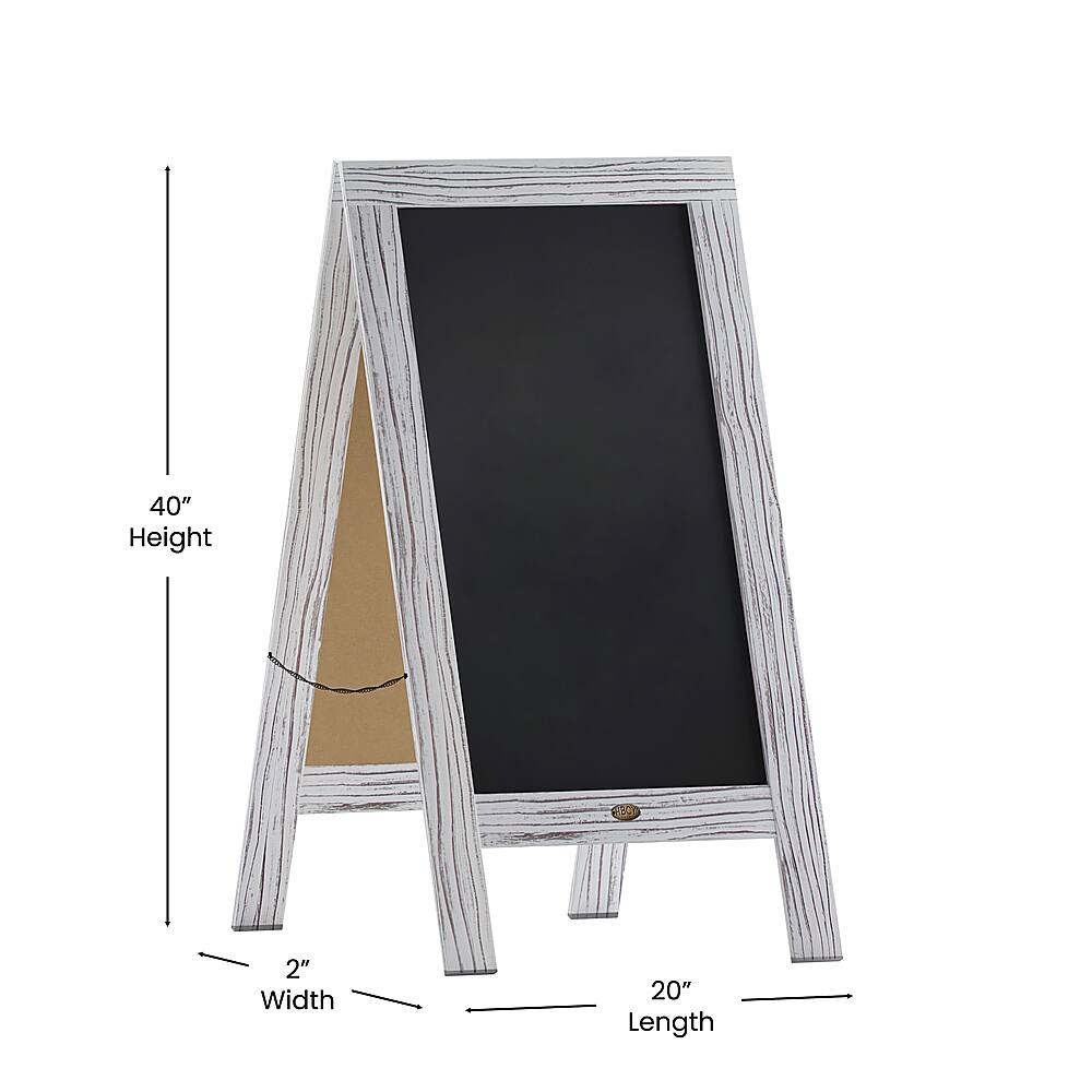 Alt View 13. Alamont Home - Canterbury 20"W x 2-26"D x 40"H Magnetic A-Frame Chalkboard - White Wash.