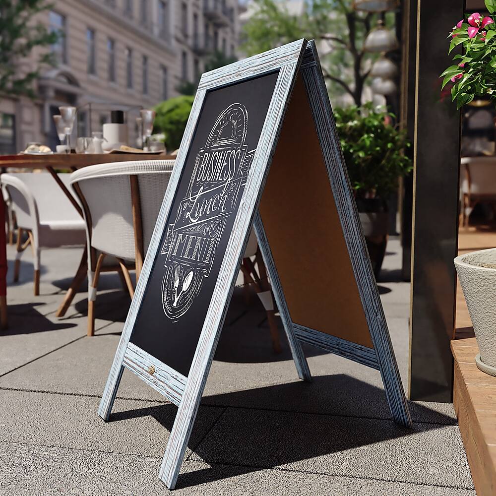 Alt View 16. Alamont Home - Canterbury 20"W x 2-26"D x 40"H Magnetic A-Frame Chalkboard - Rustic Blue.