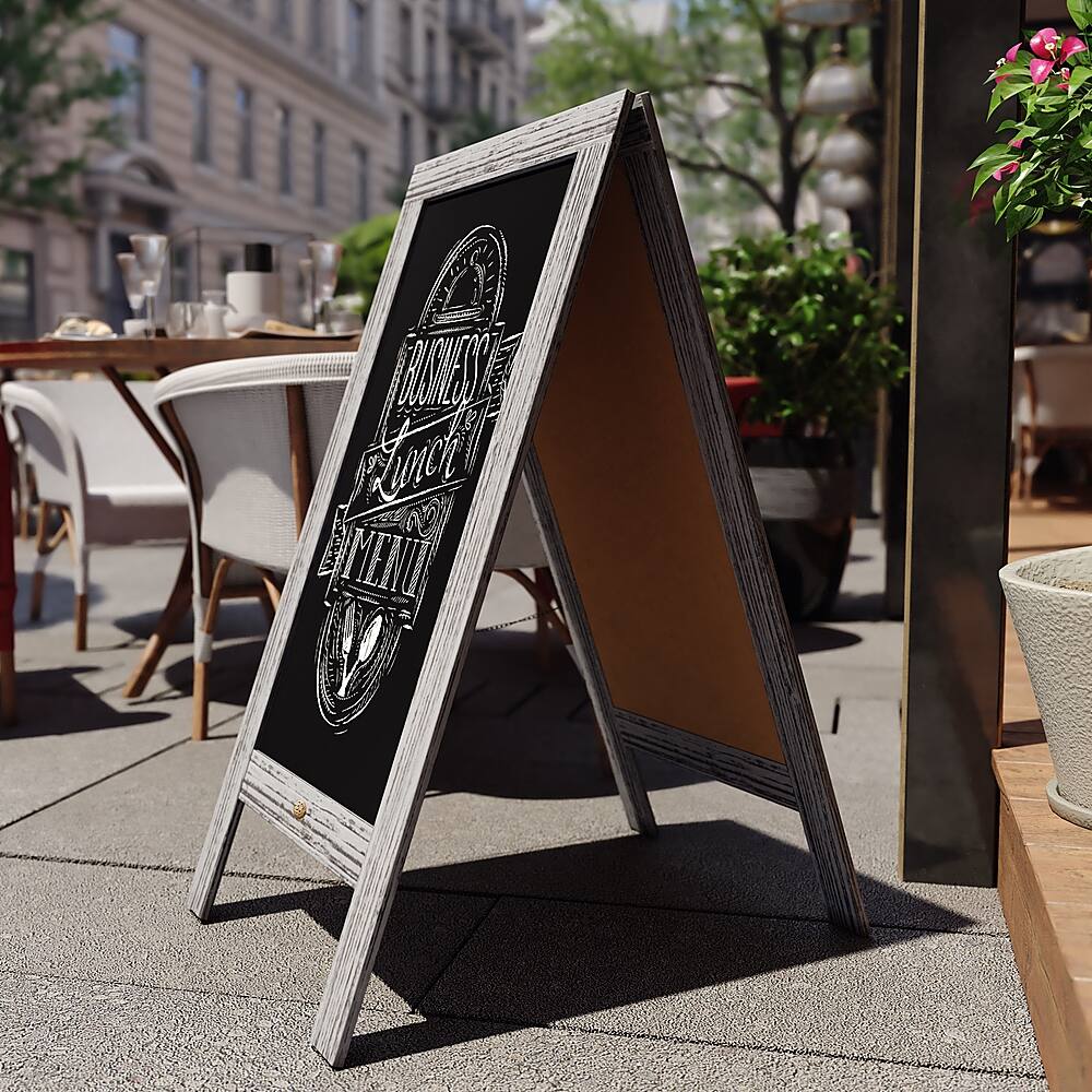 Alt View 16. Alamont Home - Canterbury 20"W x 2-26"D x 40"H Magnetic A-Frame Chalkboard - Graywash.