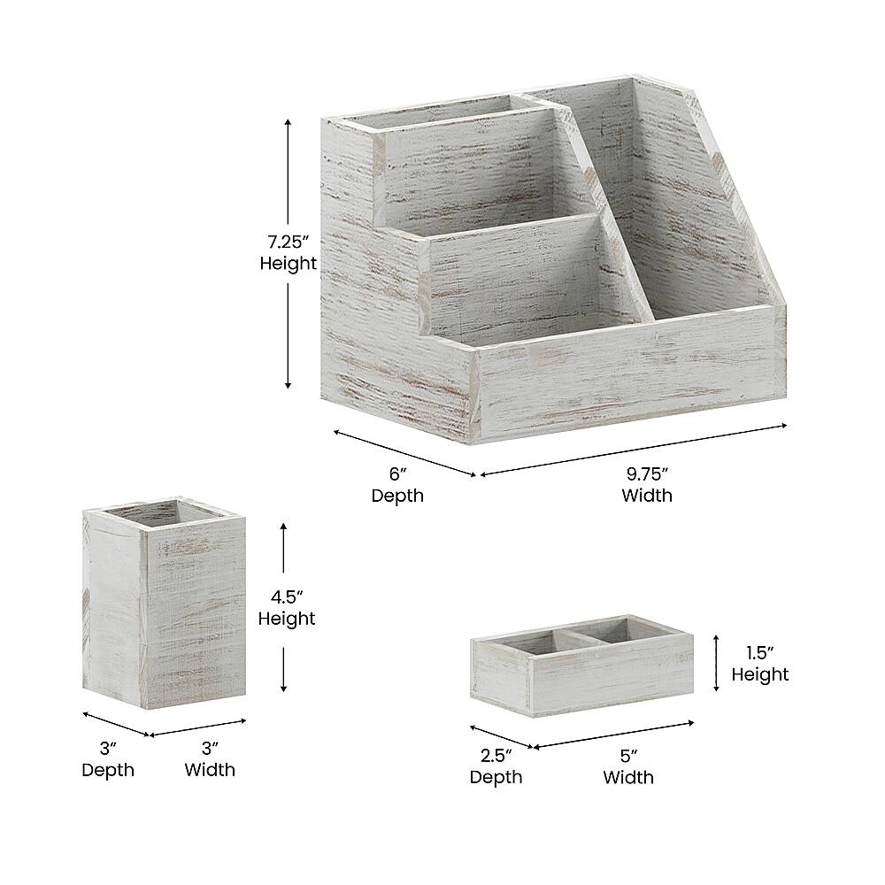 Alt View 12. Alamont Home - Comerford 9.75"W x 6"D x 7.25"H Desk Organizer - White Wash.