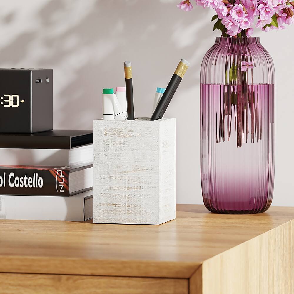 Alt View 14. Alamont Home - Comerford 9.75"W x 6"D x 7.25"H Desk Organizer - White Wash.