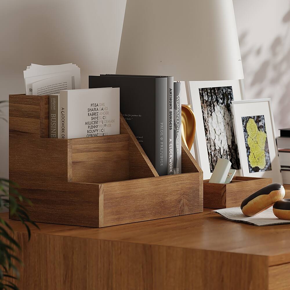 Alt View 13. Alamont Home - Comerford 9.75"W x 6"D x 7.25"H Desk Organizer - Rustic Brown.