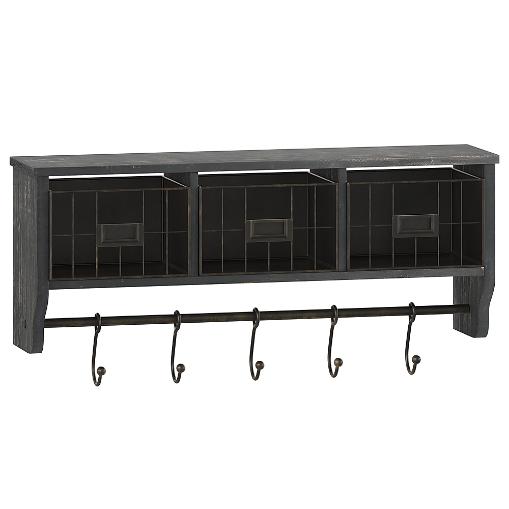 

Flash Furniture - Daly 23.5"W x 5.5"D x 9.25"H Coat Rack - Black Wash