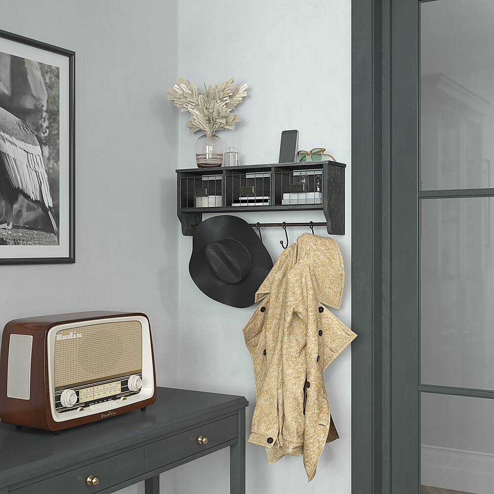Alt View 13. Alamont Home - Daly 23.5"W x 5.5"D x 9.25"H Coat Rack - Black Wash.