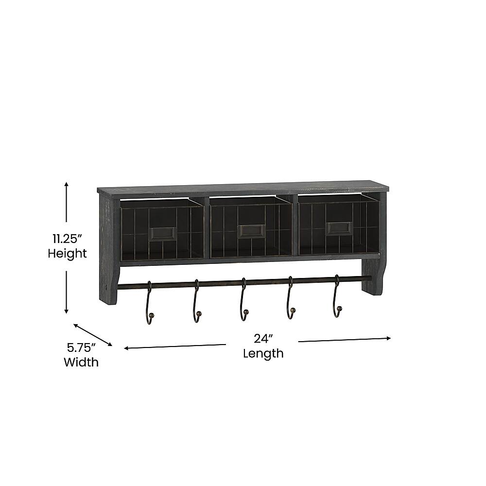 Alt View 14. Alamont Home - Daly 23.5"W x 5.5"D x 9.25"H Coat Rack - Black Wash.