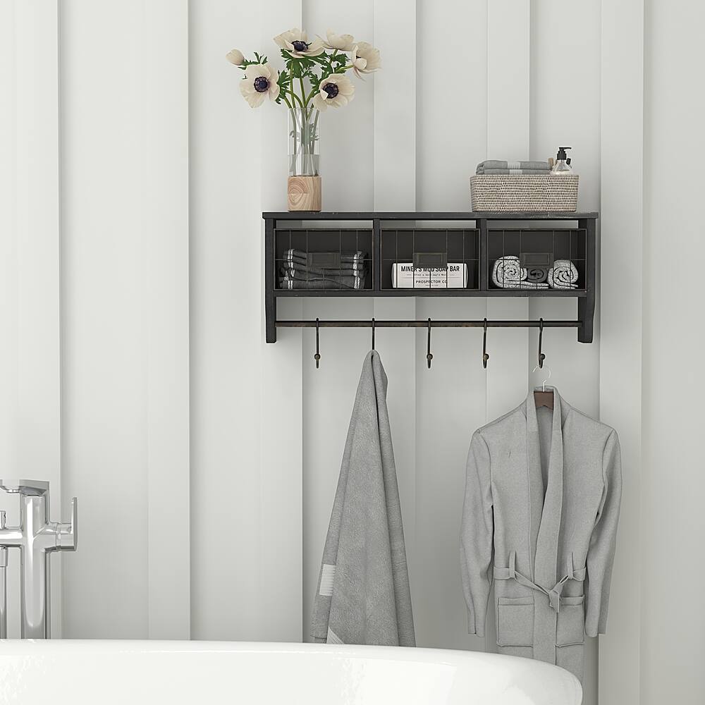 Alt View 15. Alamont Home - Daly 23.5"W x 5.5"D x 9.25"H Coat Rack - Black Wash.