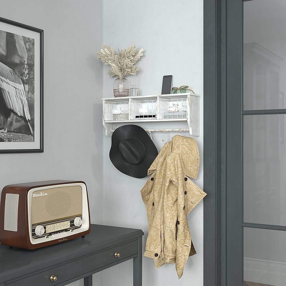 Alt View 13. Alamont Home - Daly 23.5"W x 5.5"D x 9.25"H Coat Rack - White Wash.