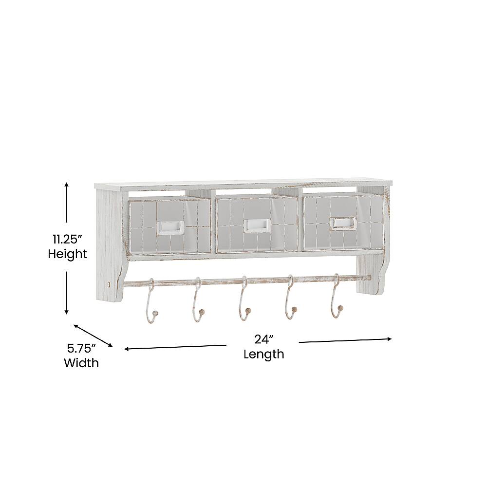 Alt View 14. Alamont Home - Daly 23.5"W x 5.5"D x 9.25"H Coat Rack - White Wash.