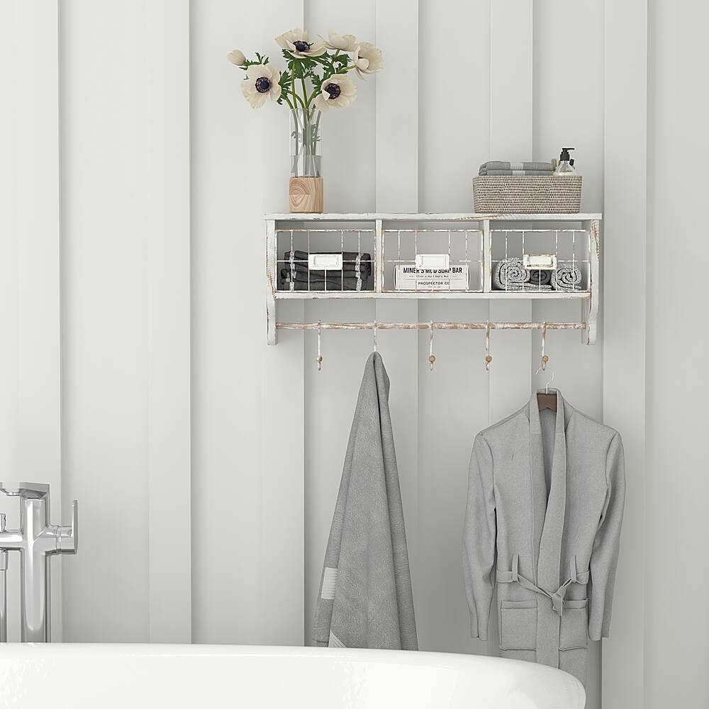 Alt View 15. Alamont Home - Daly 23.5"W x 5.5"D x 9.25"H Coat Rack - White Wash.