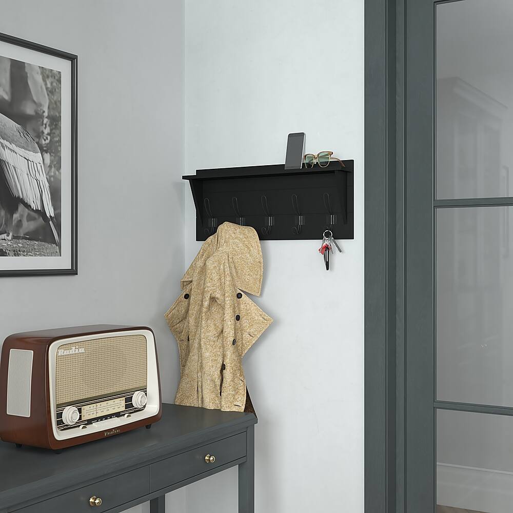 Alt View 13. Alamont Home - Daly 24"W x 4.33"D x 10"H Coat Rack - Black.