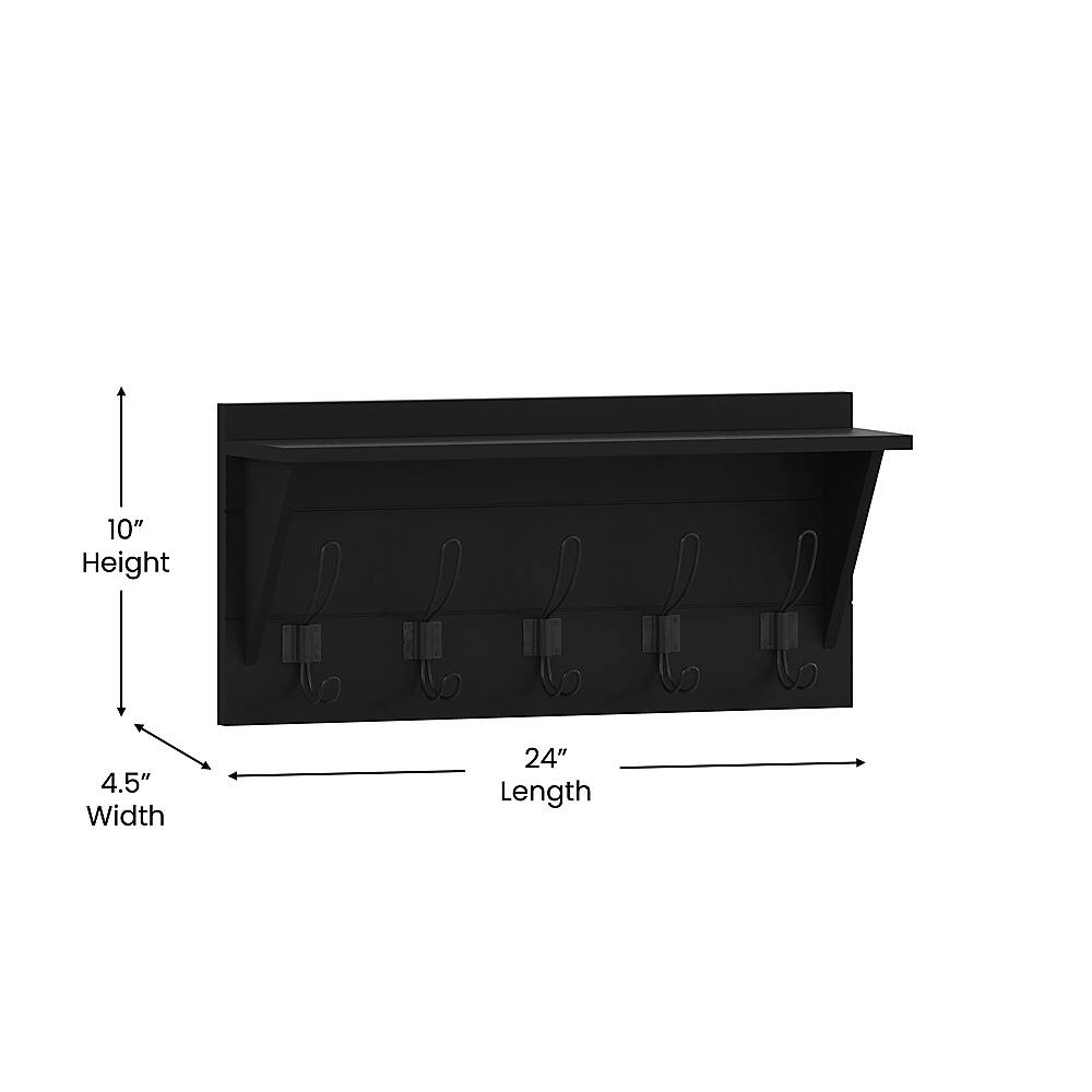 Alt View 14. Alamont Home - Daly 24"W x 4.33"D x 10"H Coat Rack - Black.