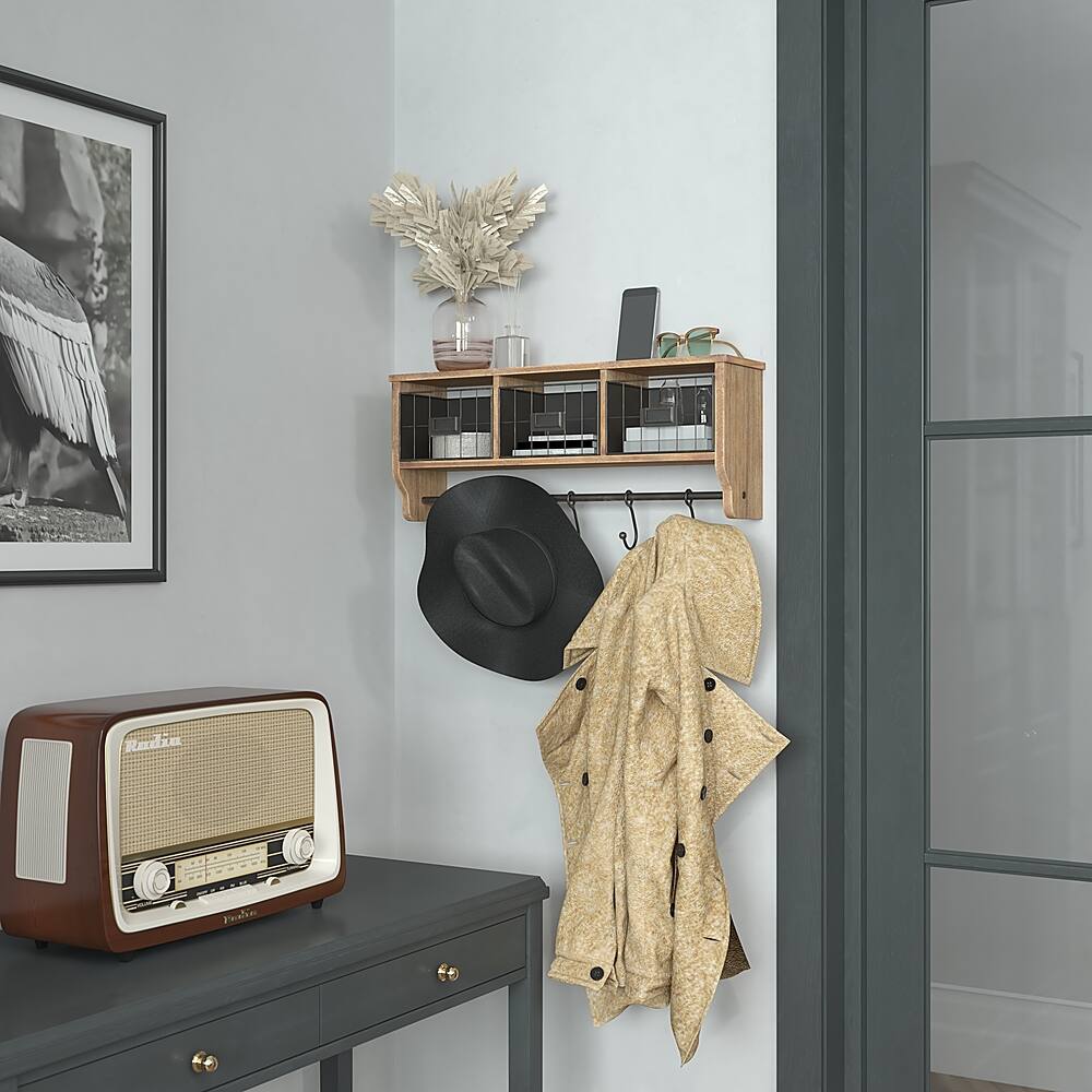 Alt View 13. Alamont Home - Daly 23.5"W x 5.5"D x 9.25"H Coat Rack - Rustic Brown.
