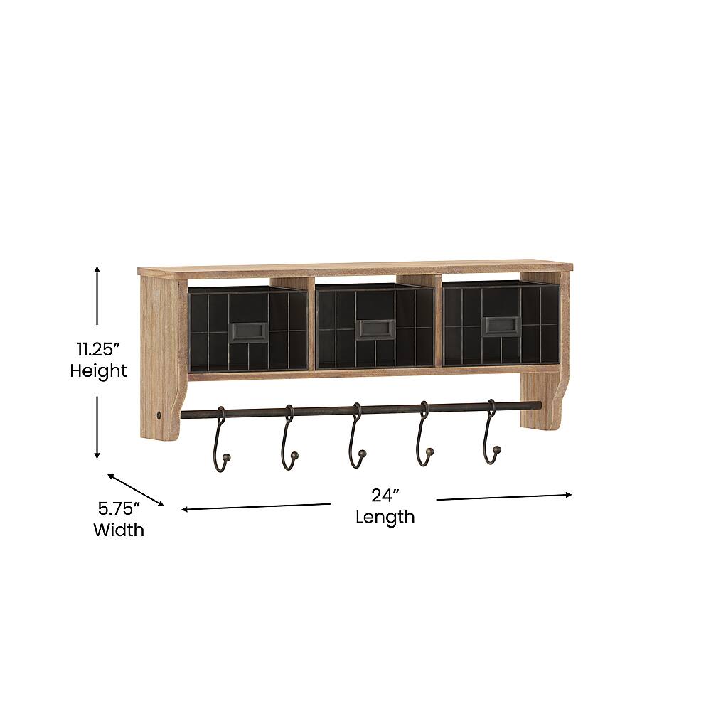 Alt View 14. Alamont Home - Daly 23.5"W x 5.5"D x 9.25"H Coat Rack - Rustic Brown.